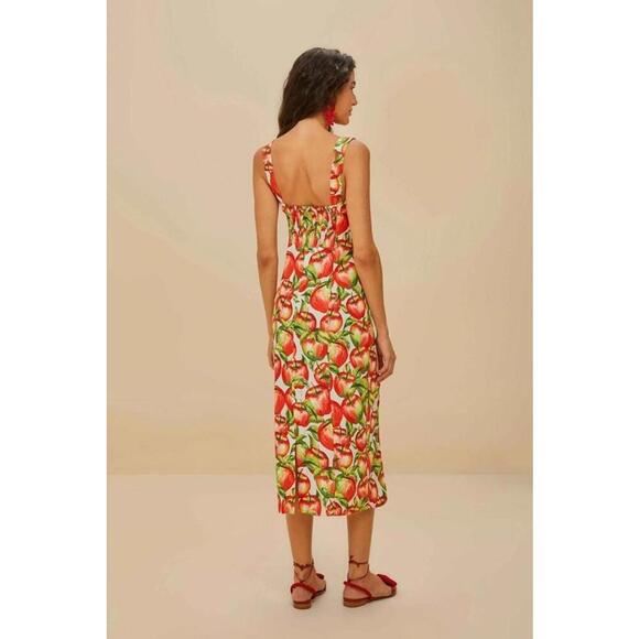 Farm Rio Off White Apple LENZING ECOVERO EUROFLAX Midi Dress Women's Size S - Picture 3 of 4